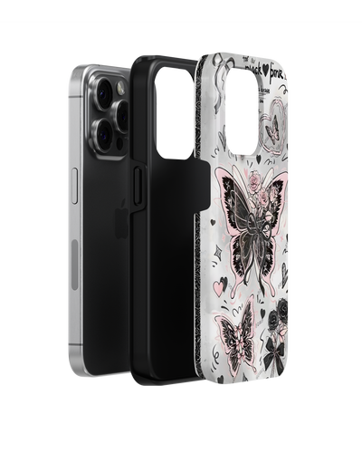 Girls Aesthetic Tank Case (Black Pink Butterfly)