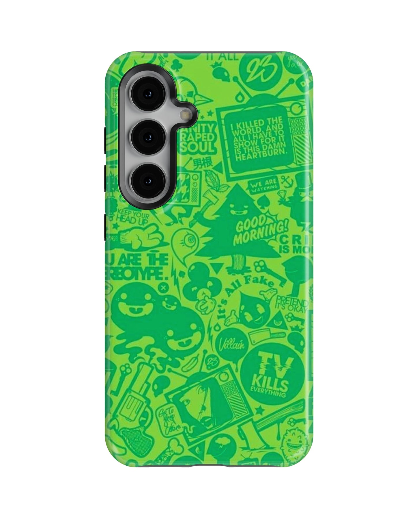 Samsung Galaxy S24 Tank Case | Modernism (Green Chaos)