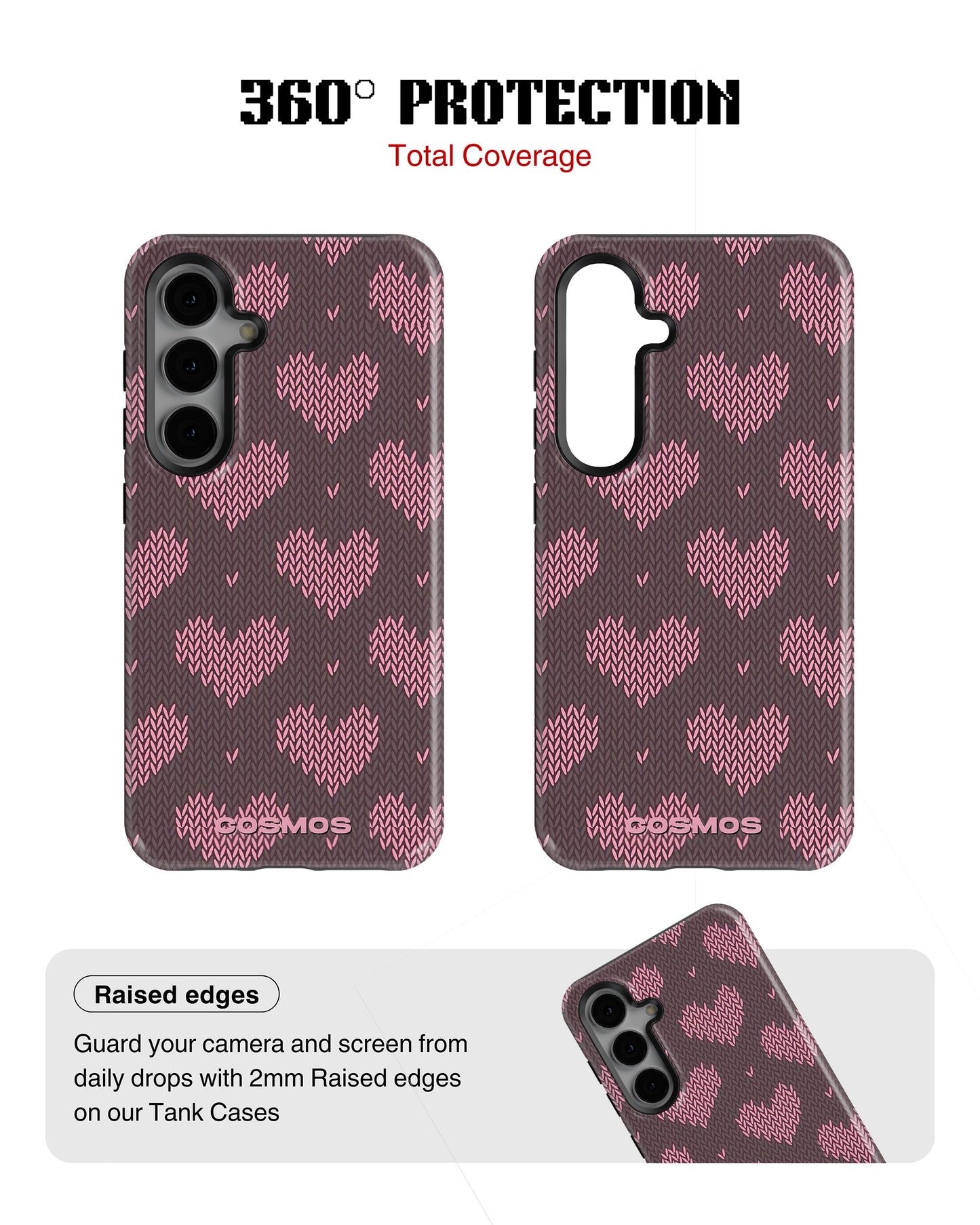 Samsung Galaxy S23 Tank Case | Textures (Blush Hearts)