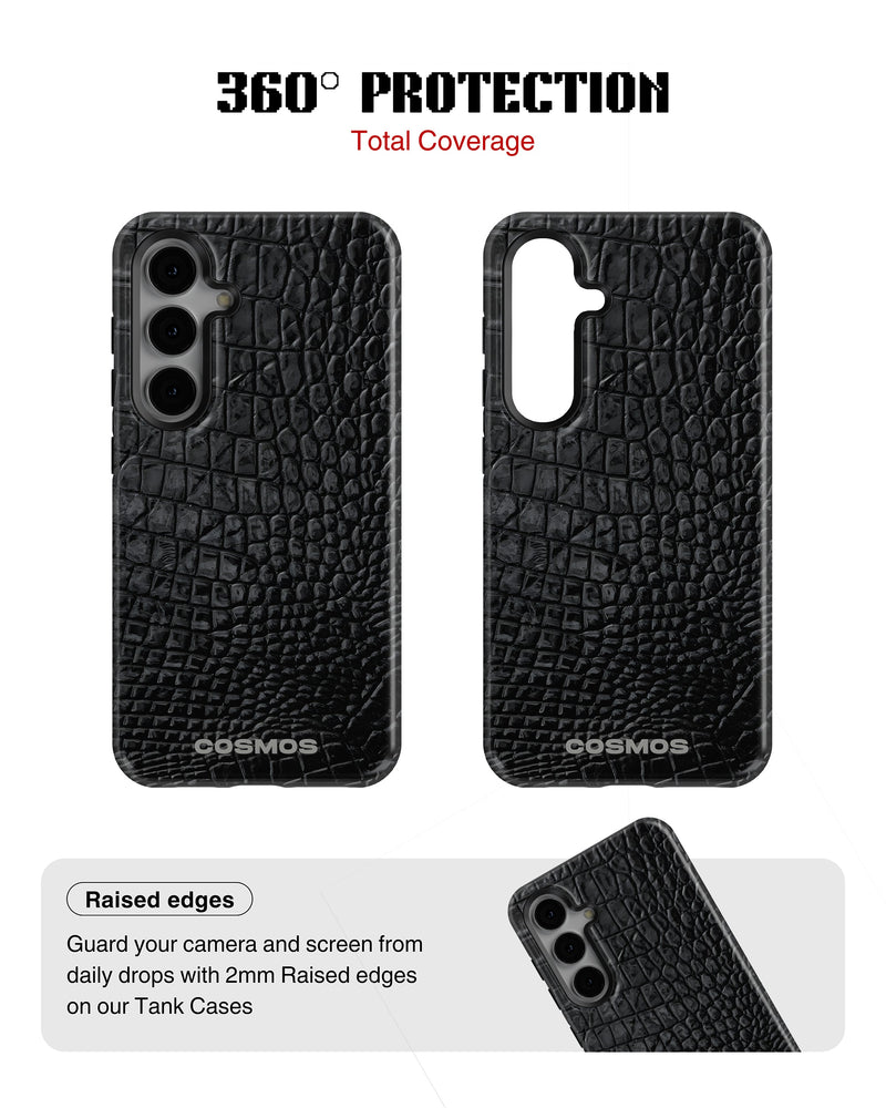 Samsung Galaxy S23 Plus Tank Case | Textures (Obsidian Croc)