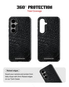 Samsung Galaxy S24 Tank Case | Textures (Obsidian Croc)
