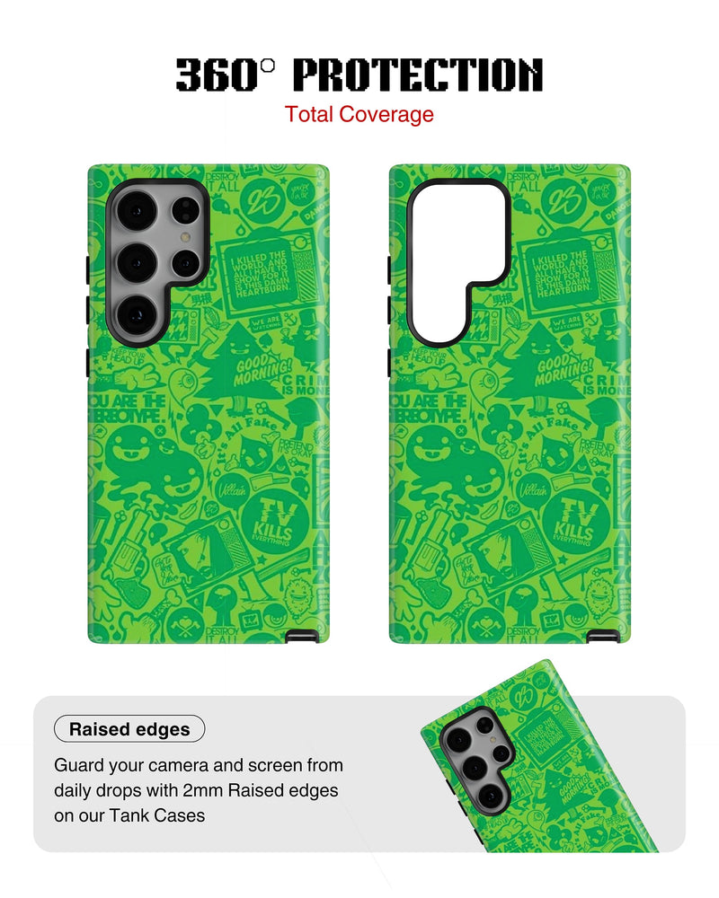 Samsung Galaxy S23 Ultra Tank Case | Modernism (Green Chaos)