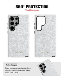 Samsung Galaxy S23 Ultra Tank Case | Textures (Ivory Grain)