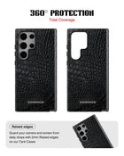 Samsung Galaxy S24 Ultra Tank Case | Textures (Obsidian Croc)