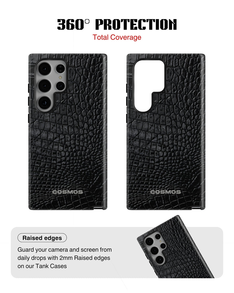 Samsung Galaxy S24 Ultra Tank Case | Textures (Obsidian Croc)