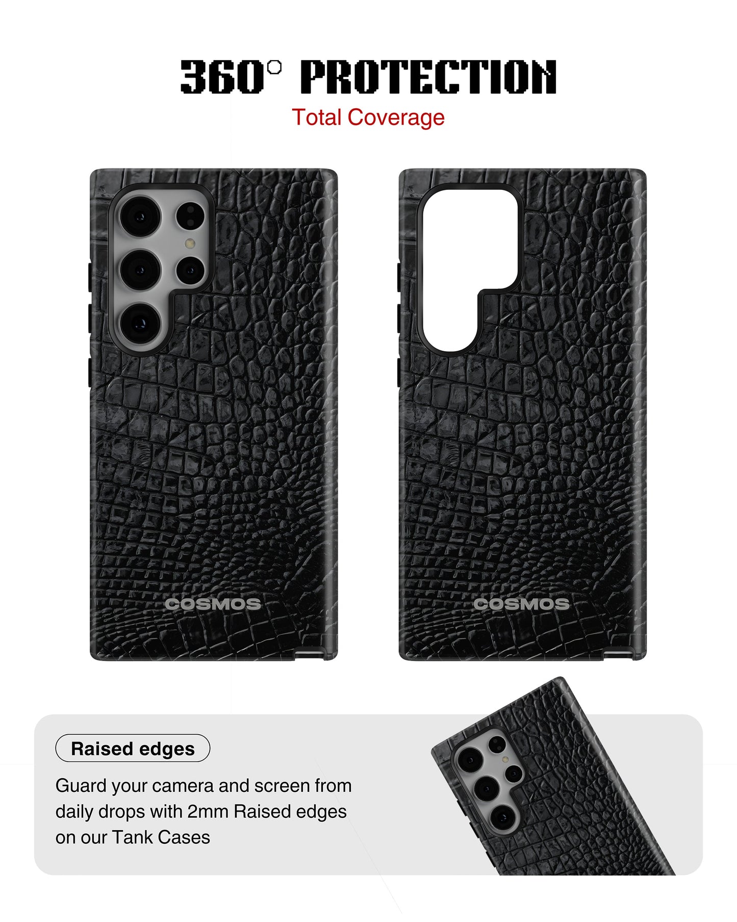 Samsung Galaxy S23 Ultra Tank Case | Textures (Obsidian Croc)