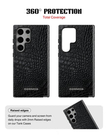 Samsung Galaxy S23 Ultra Tank Case | Textures (Obsidian Croc)