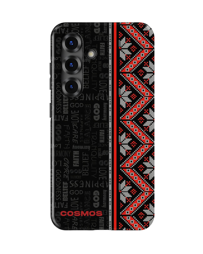 Samsung Galaxy S25 Tank Case | Textures (Tribal Noir)