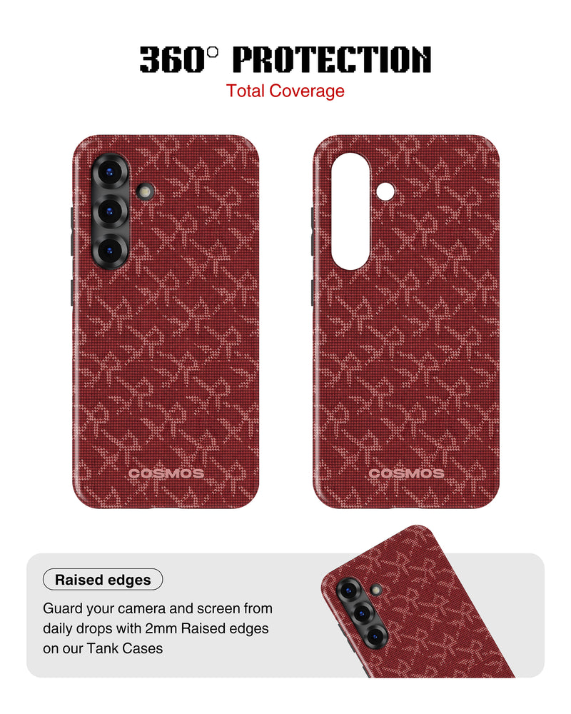 Samsung Galaxy S25 Tank Case | Textures (Crimson Knit)