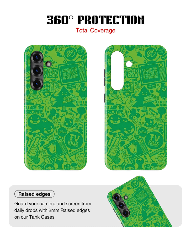 Samsung Galaxy S25 Tank Case | Modernism (Green Chaos)