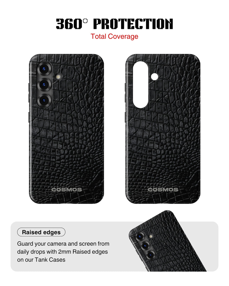 Samsung Galaxy S25 Tank Case | Textures (Obsidian Croc)