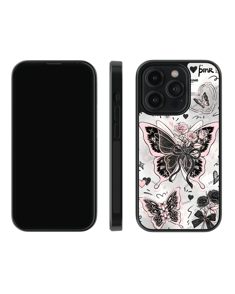 Girls Aesthetic Impact Case (Black Pink Butterfly)