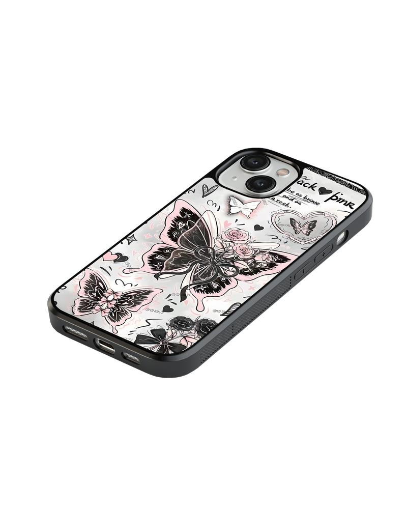 Girls Aesthetic Impact Case (Black Pink Butterfly)