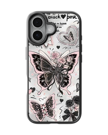 Girls Aesthetic Impact Case (Black Pink Butterfly)