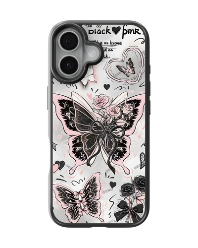 Girls Aesthetic Mobile Cover (Black Pink Butterfly)