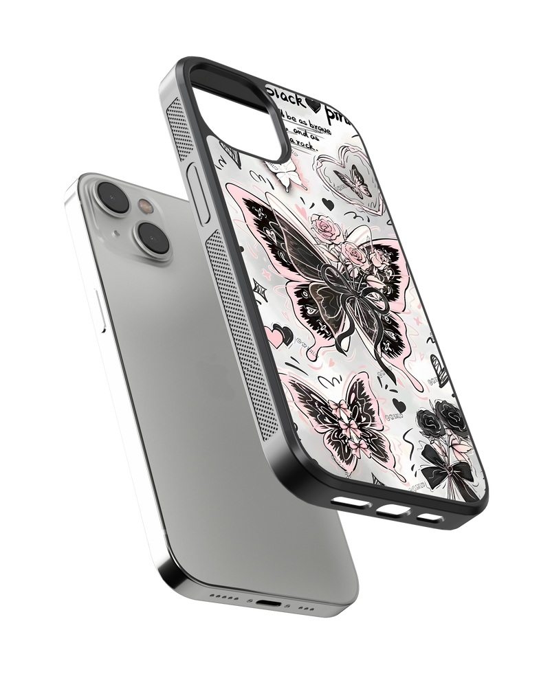 Girls Aesthetic Impact Case (Black Pink Butterfly)