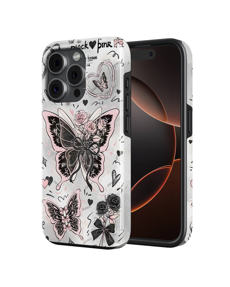 Girls Aesthetic Tank Case (Black Pink Butterfly)