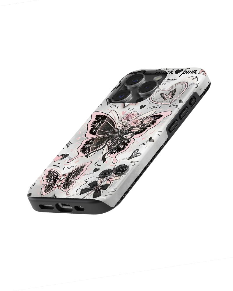 Girls Aesthetic Tank Case (Black Pink Butterfly)