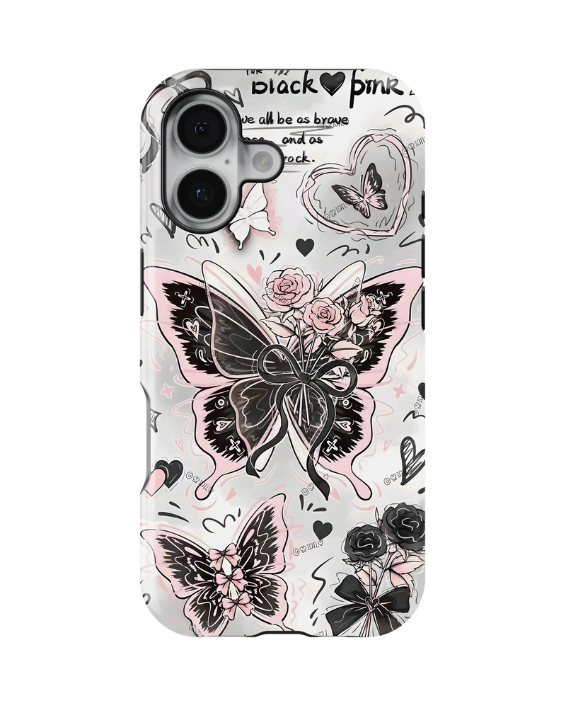 Girls Aesthetic Tank Case (Black Pink Butterfly)