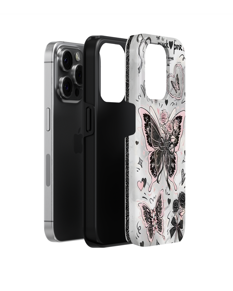 Girls Aesthetic Tank Case (Black Pink Butterfly)