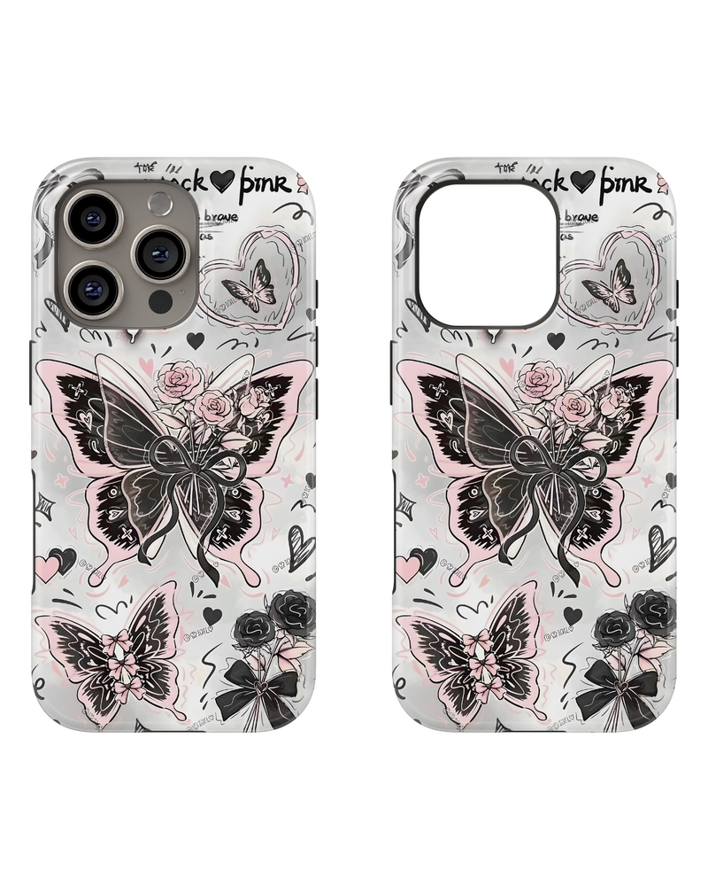 Girls Aesthetic Tank Case (Black Pink Butterfly)