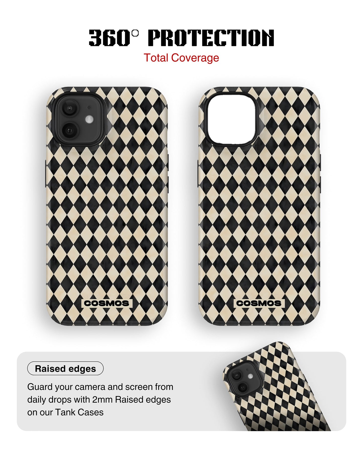 iPhone 12 Tank Case | Textures (Harlequin Ivory)