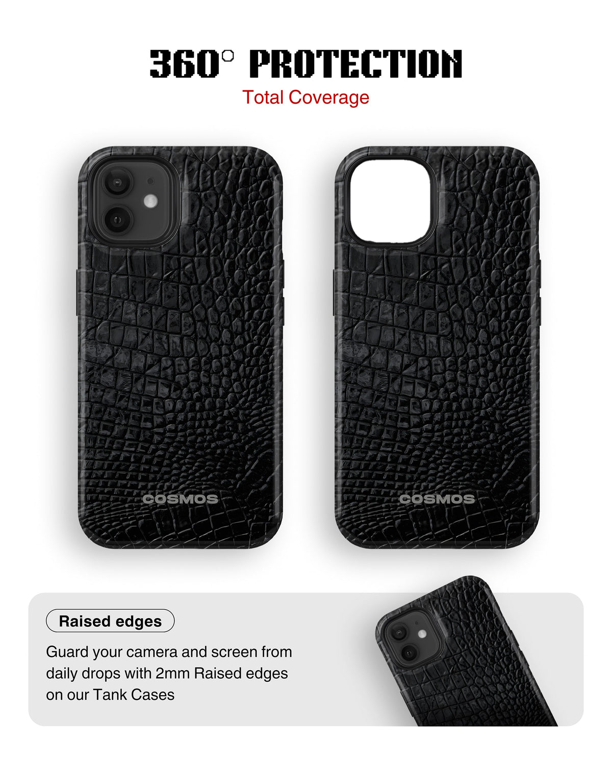 iPhone 11 Tank Case | Textures (Obsidian Croc)