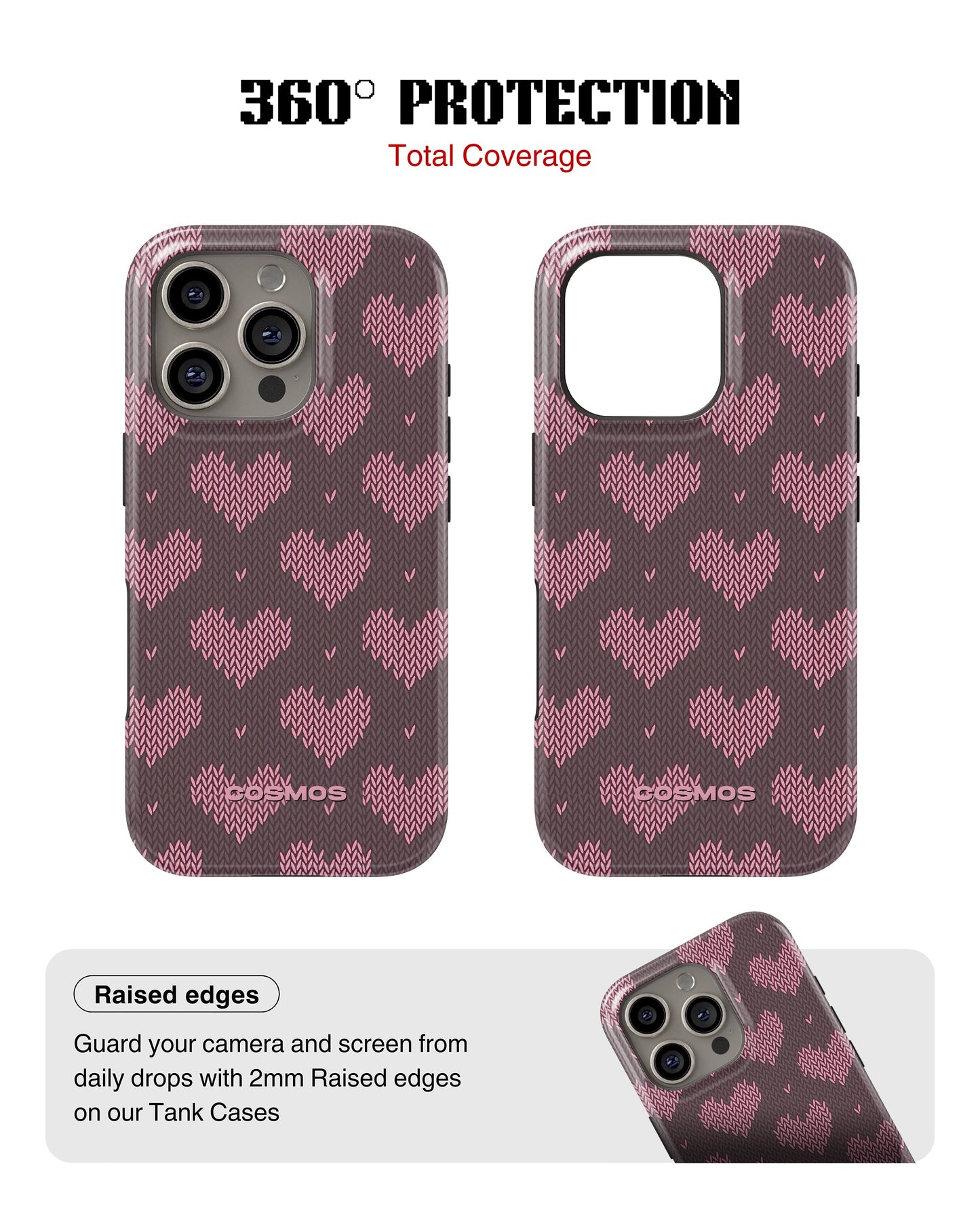 iPhone 12 Pro Max Tank Case | Textures (Blush Hearts)