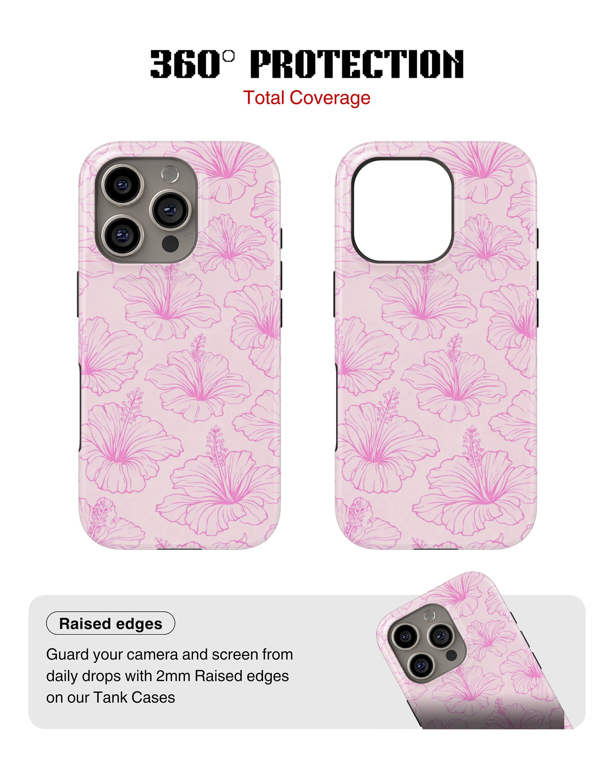 iPhone 12 Pro Tank Case | Girls Aesthetics (Blush Hibiscus)