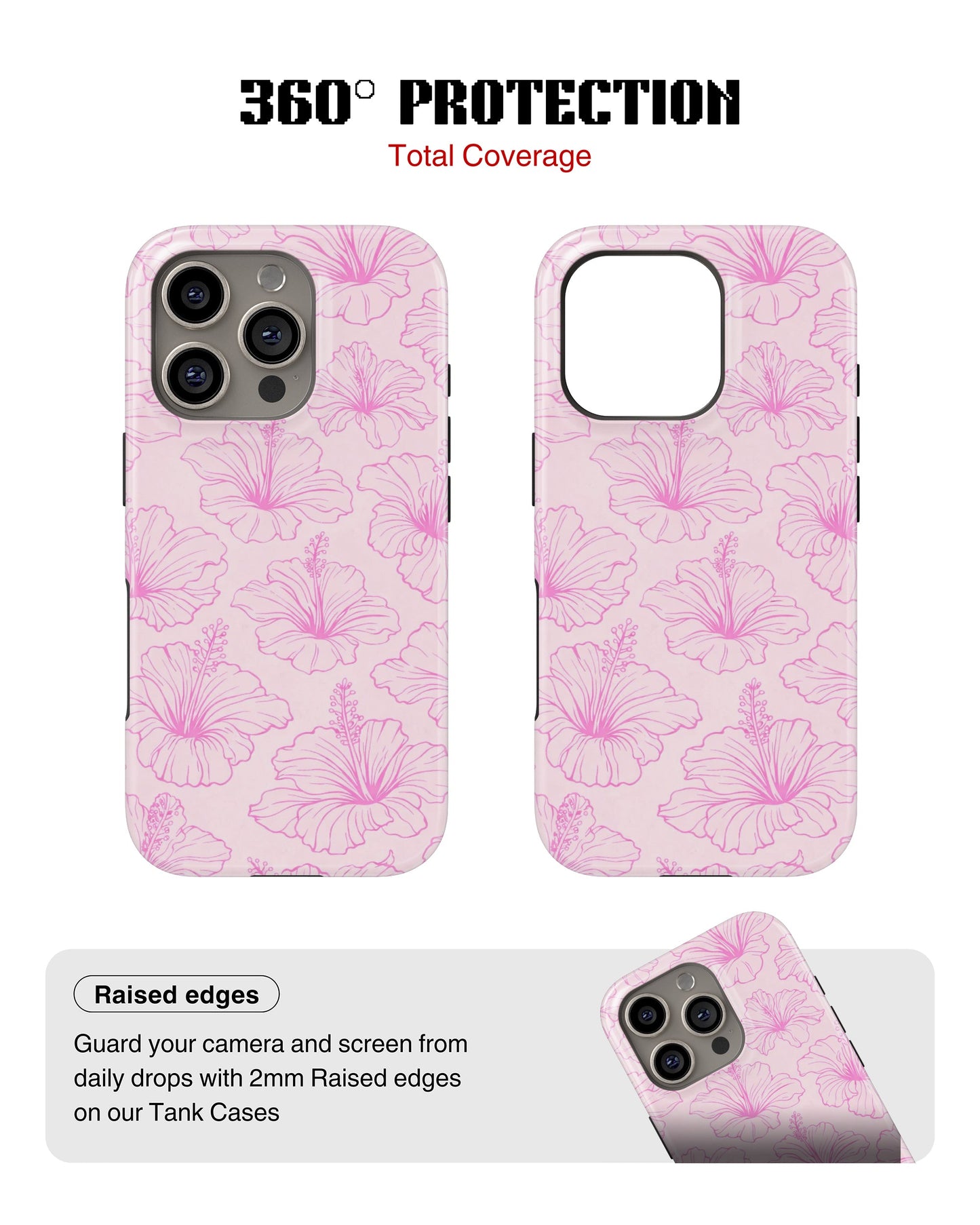 iPhone 13 Pro Tank Case | Girls Aesthetics (Blush Hibiscus)