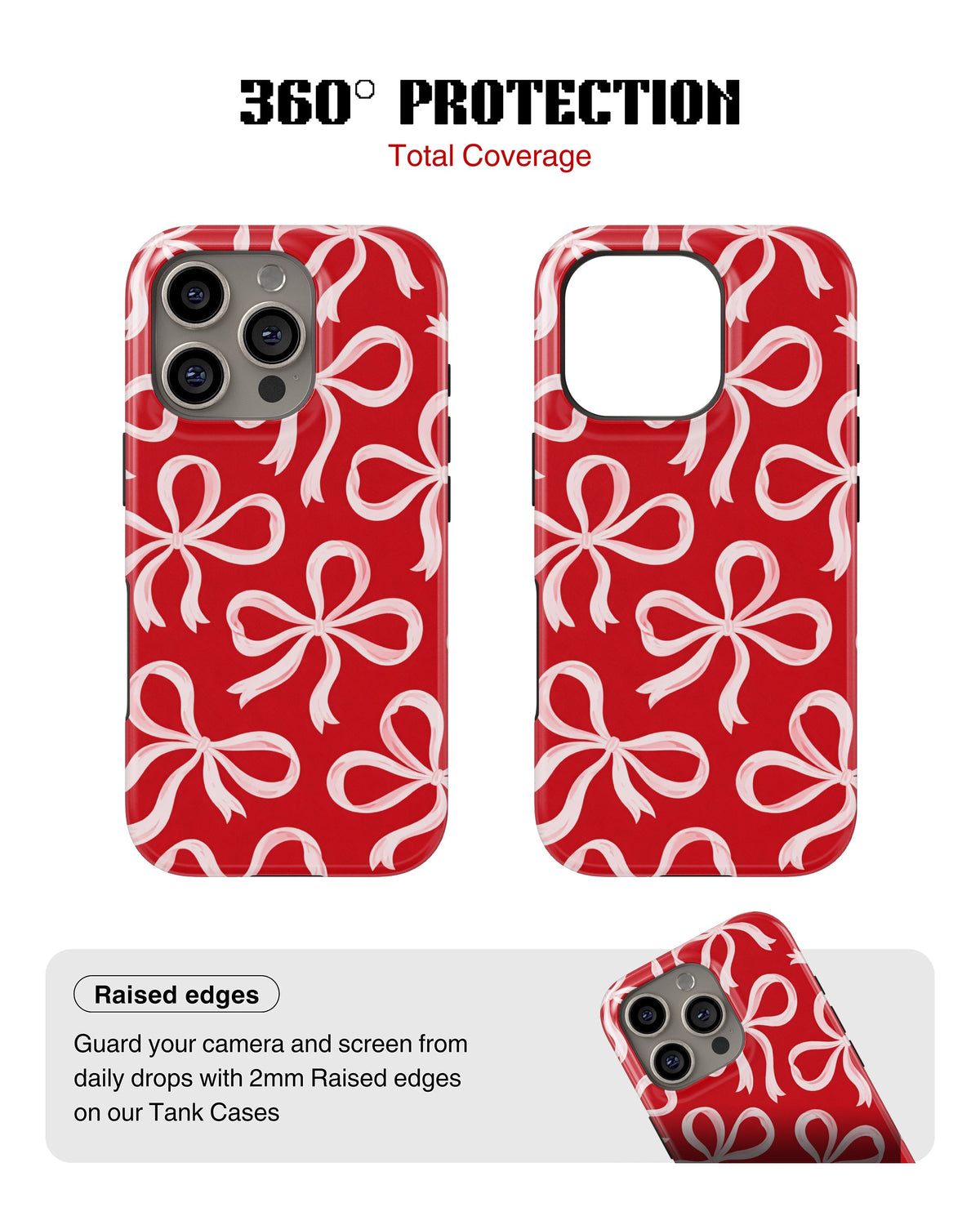 iPhone 12 Pro Tank Case | Girls Aesthetics (Crimson Bows)
