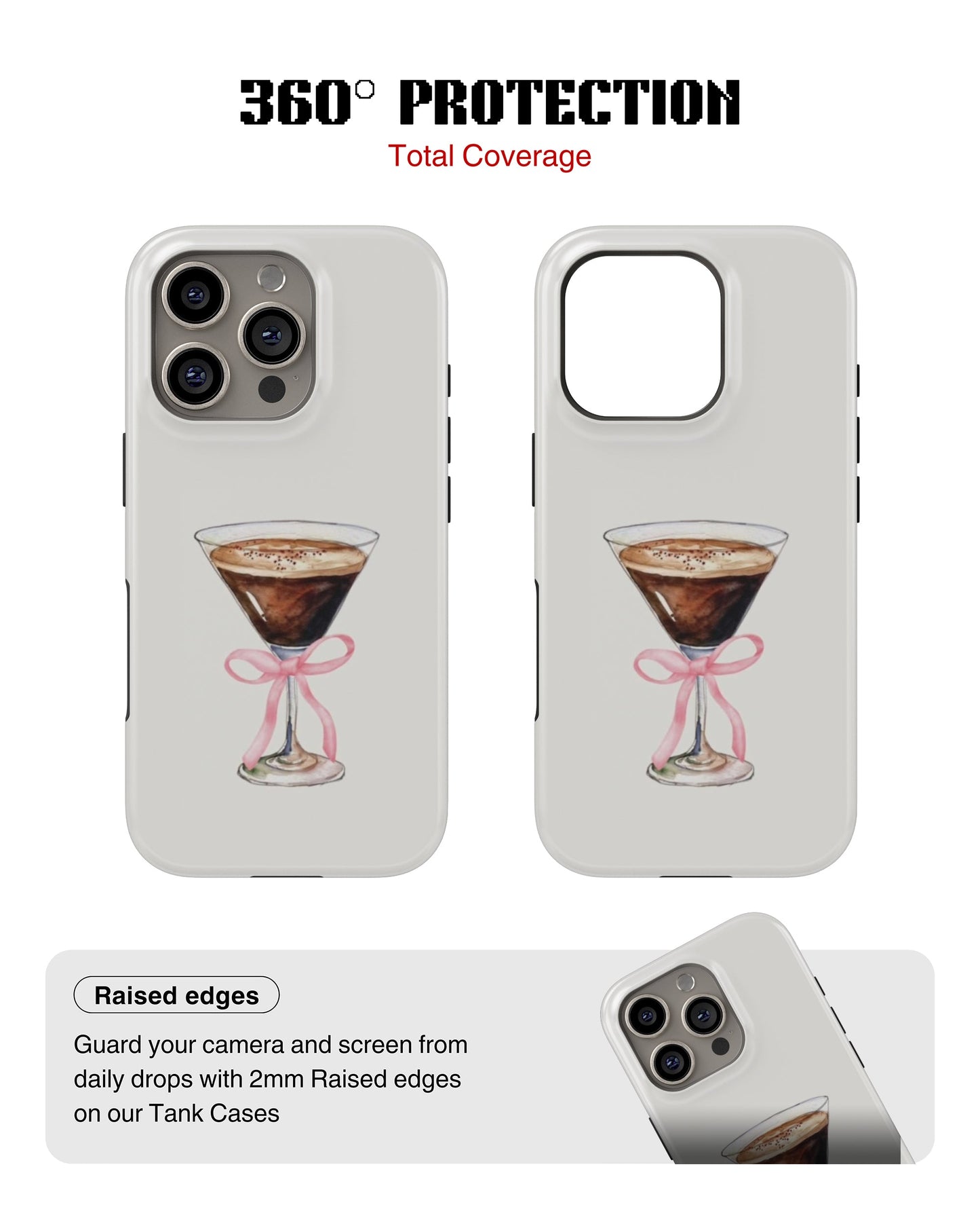 iPhone 14 Pro Max Tank Case | Girls Aesthetics (Espresso Bow)