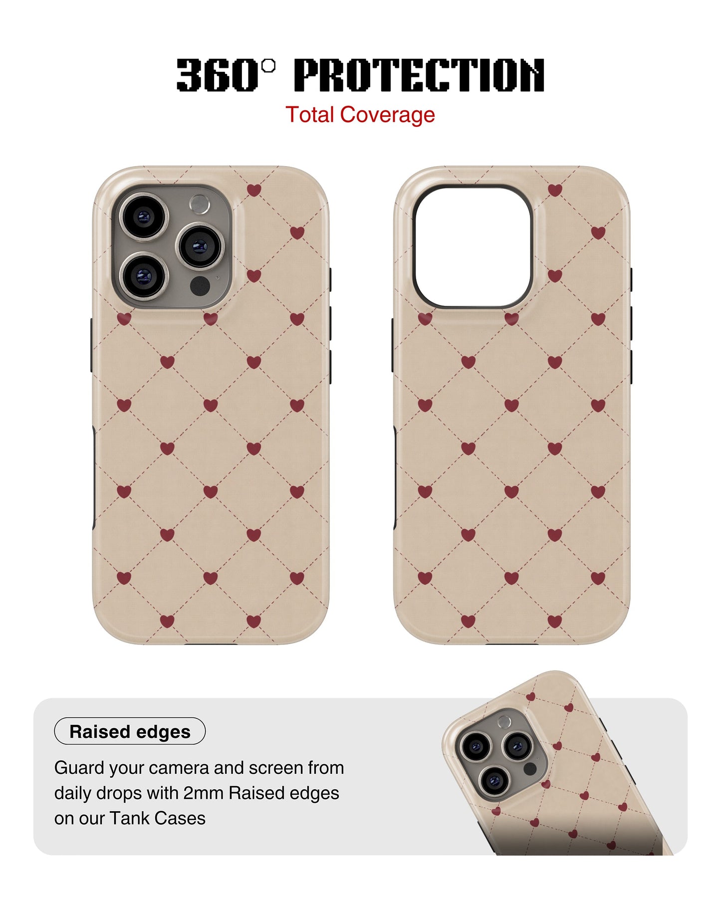 iPhone 13 Pro Max Tank Case | Girls Aesthetics (Heart Lattice)