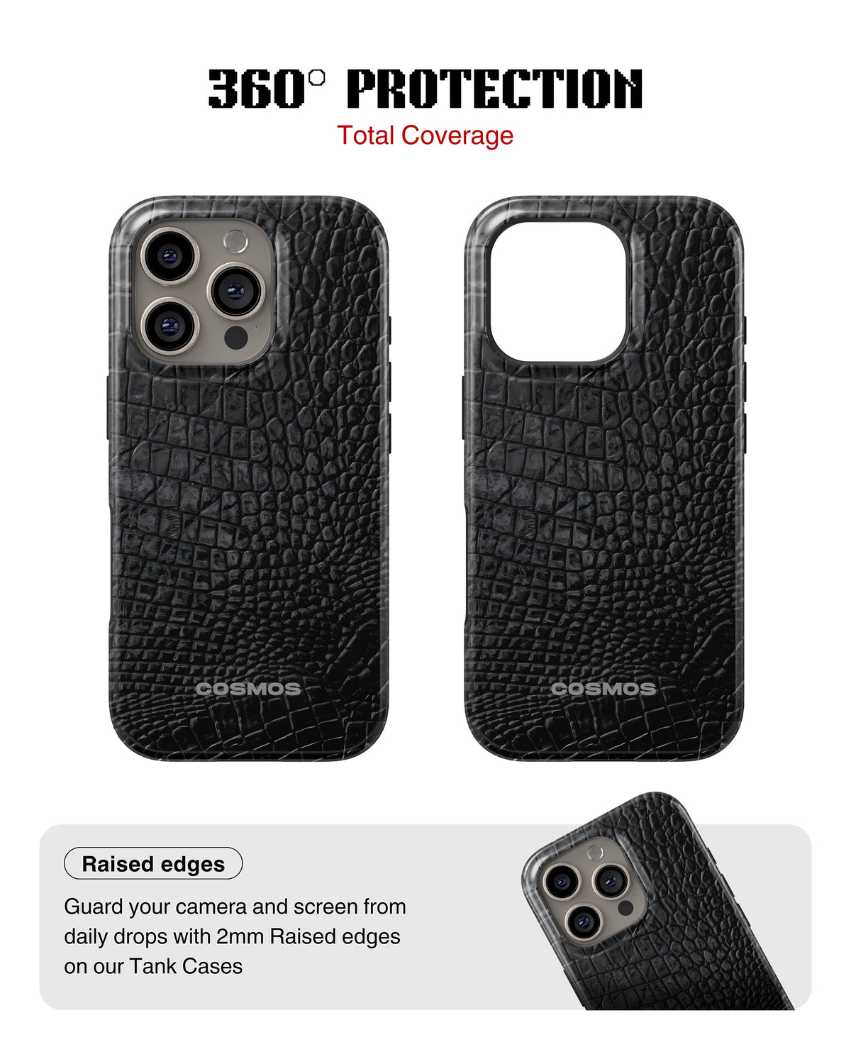 iPhone 13 Pro Tank Case | Textures (Obsidian Croc)