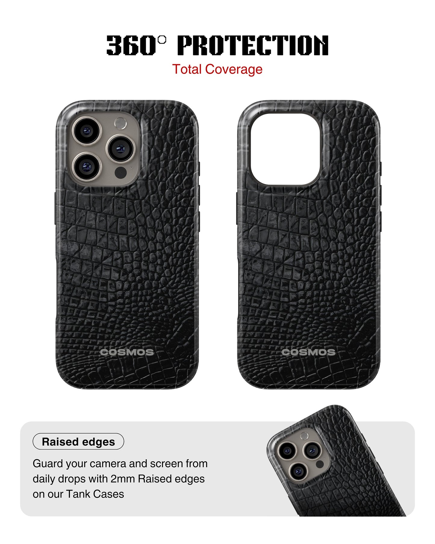 iPhone 13 Pro Tank Case | Textures (Obsidian Croc)