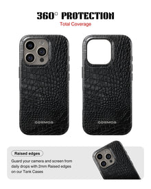 iPhone 15 Pro Tank Case | Textures (Obsidian Croc)