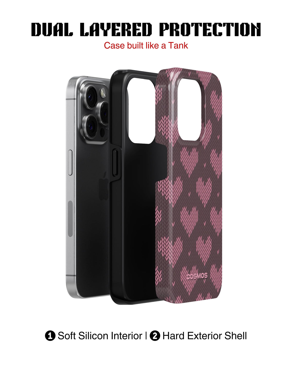 iPhone 13 Pro Tank Case | Textures (Blush Hearts)
