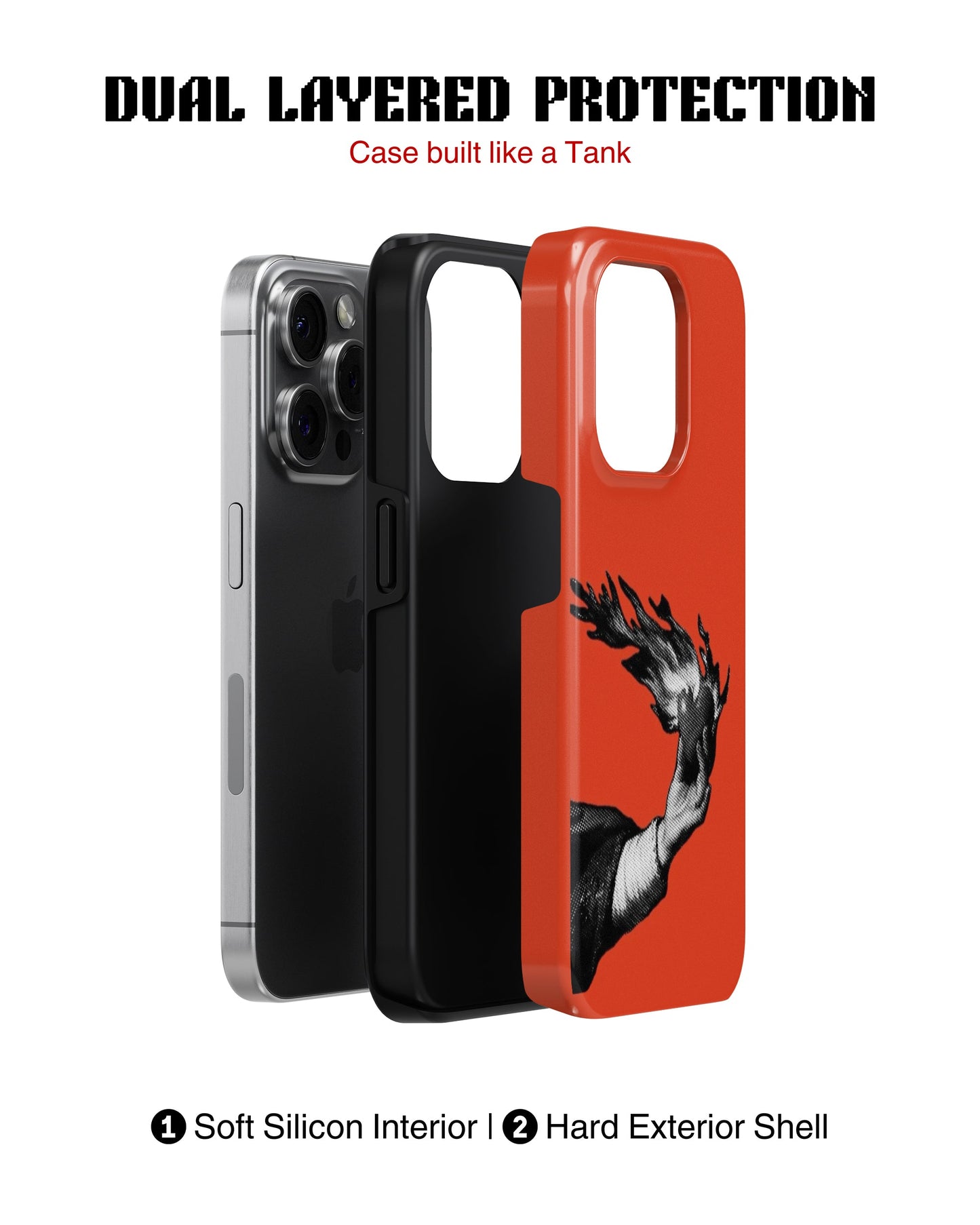 iPhone 14 Pro Tank Case | Modernism (Burning Hand)