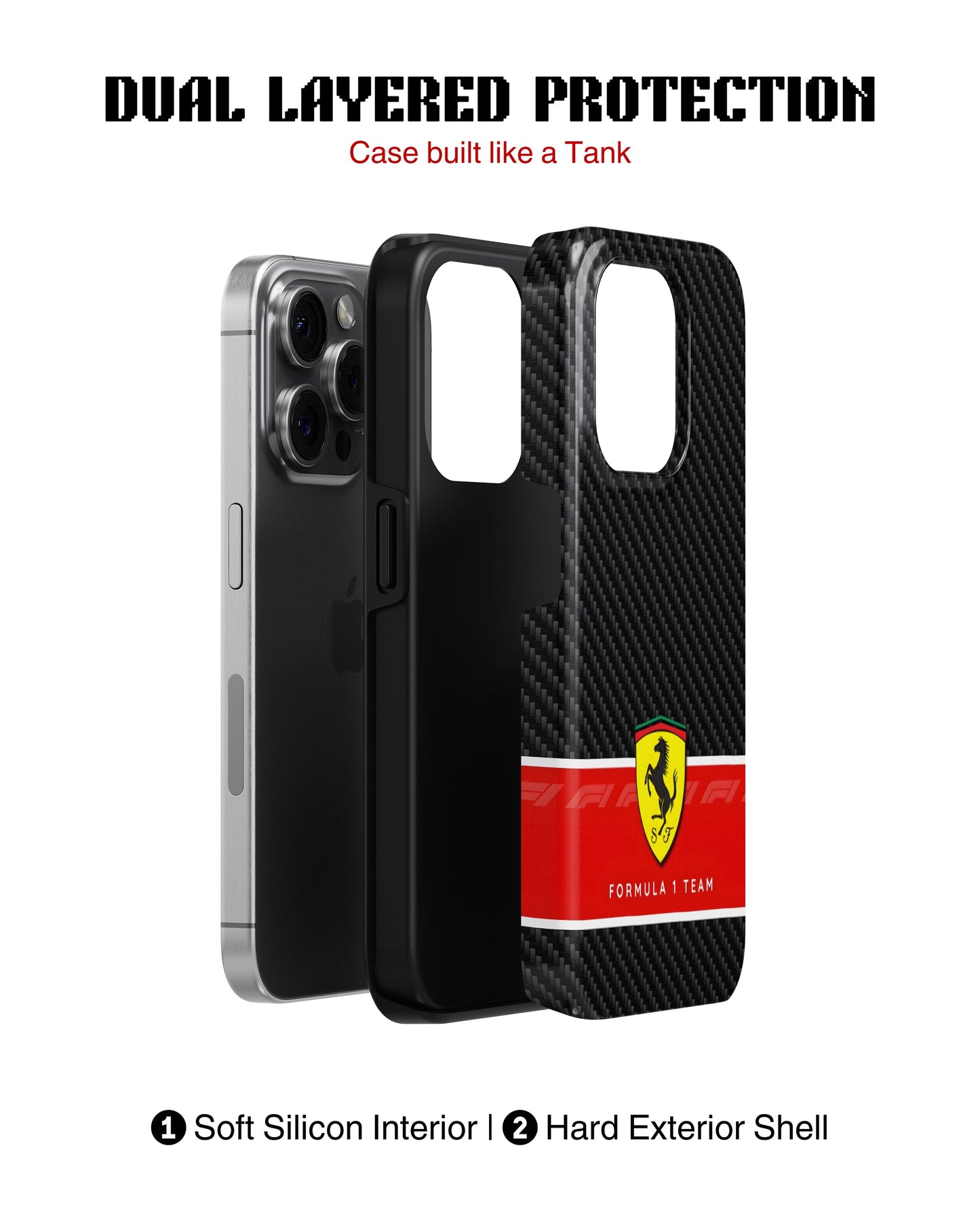iPhone 15 Pro Max Tank Case | Formula 1 (Carbon Ferrari)