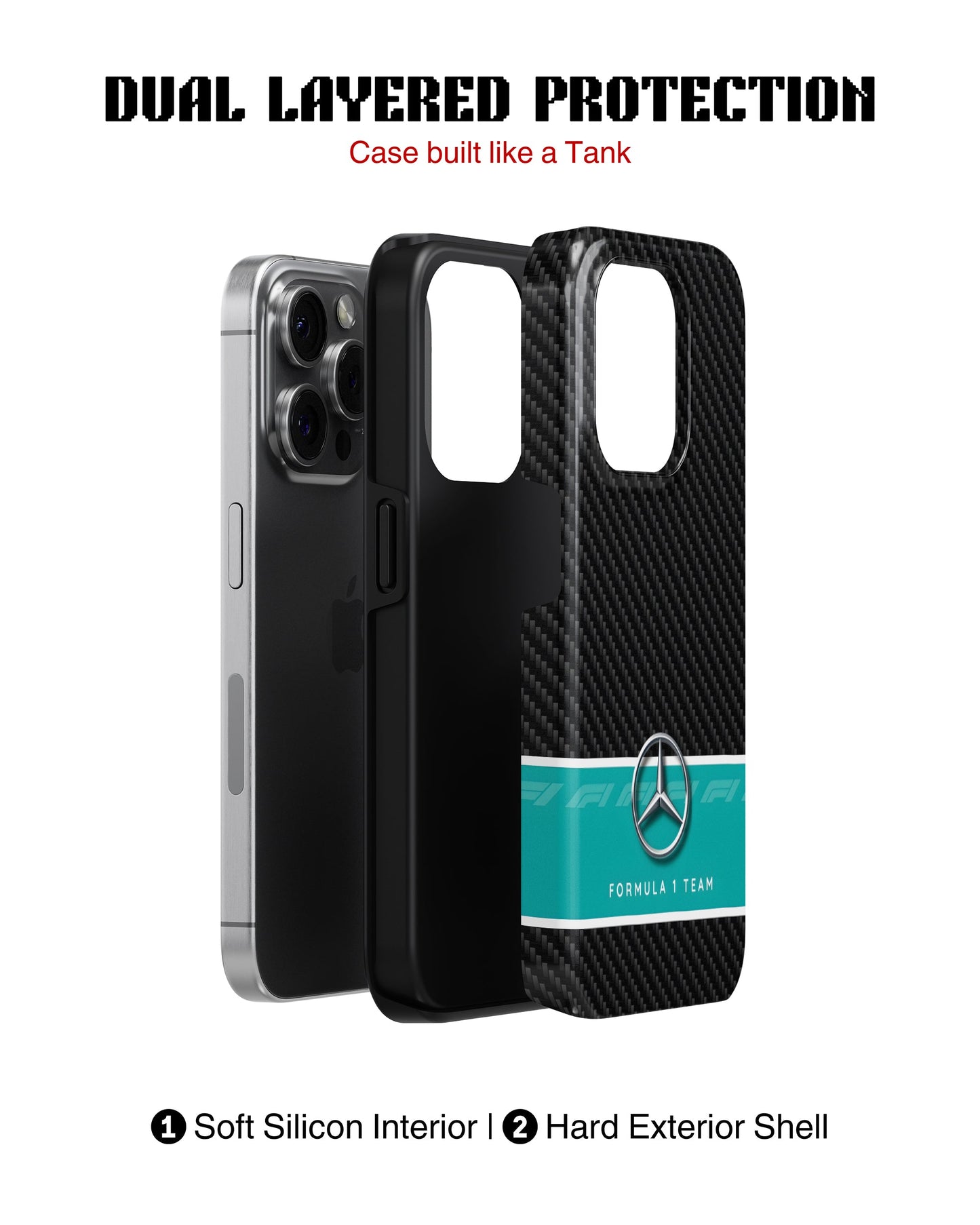 iPhone 16 Pro Max Tank Case | Formula 1 (Carbon Mercedes)