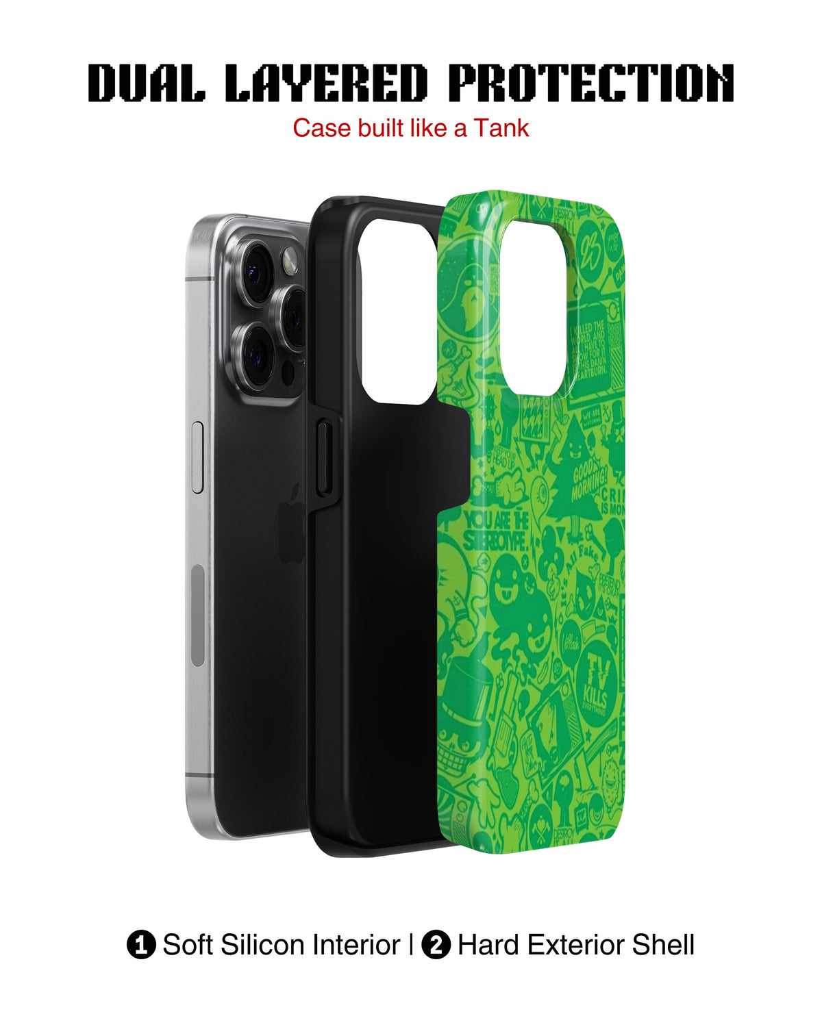 iPhone 16 Pro Tank Case | Modernism (Green Chaos)