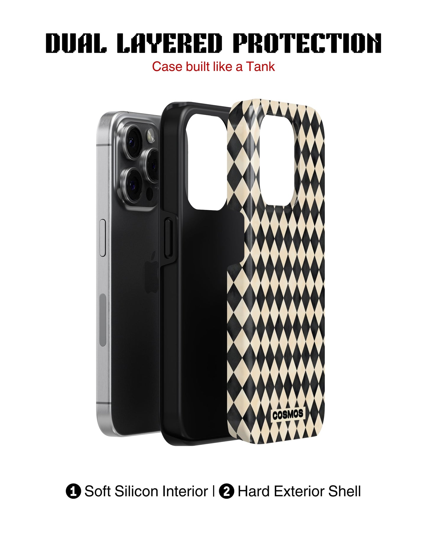 iPhone 16 Pro Max Tank Case | Textures (Harlequin Ivory)