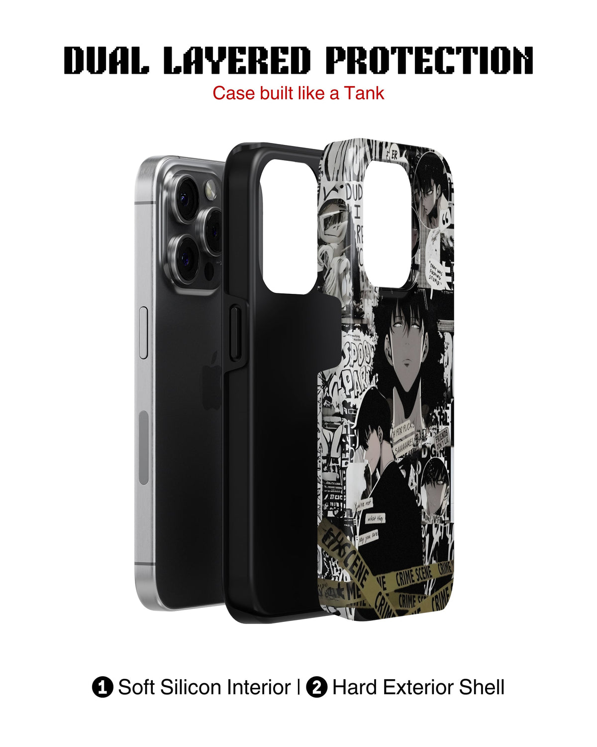 iPhone 16 Pro Tank Case | Anime (Manga Noir)