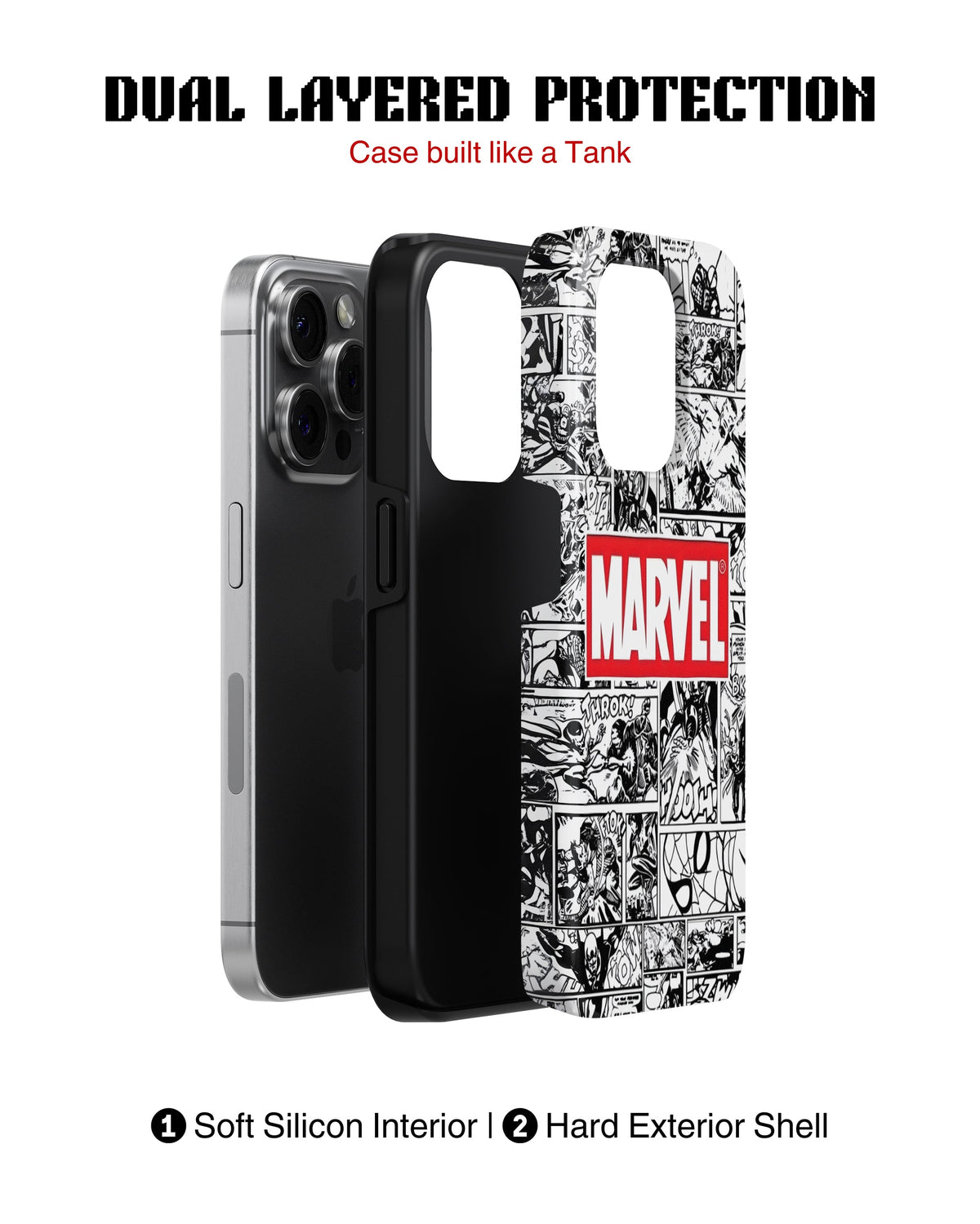 iPhone 14 Pro Tank Case | Superhero (Marvel Grid)