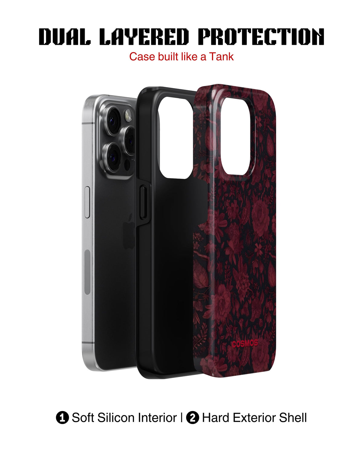 iPhone 13 Pro Tank Case | Textures (Midnight Rose)