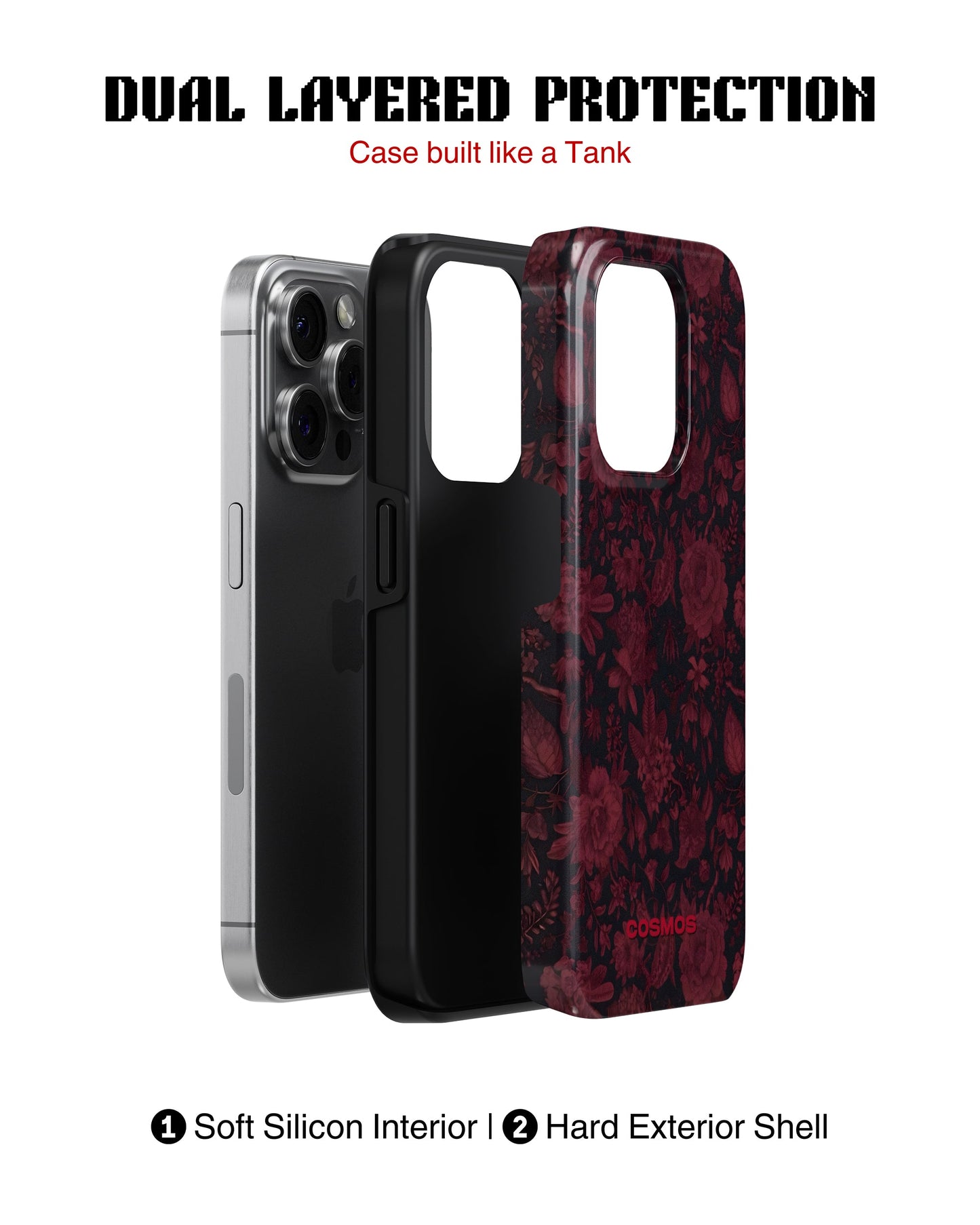iPhone 15 Pro Tank Case | Textures (Midnight Rose)