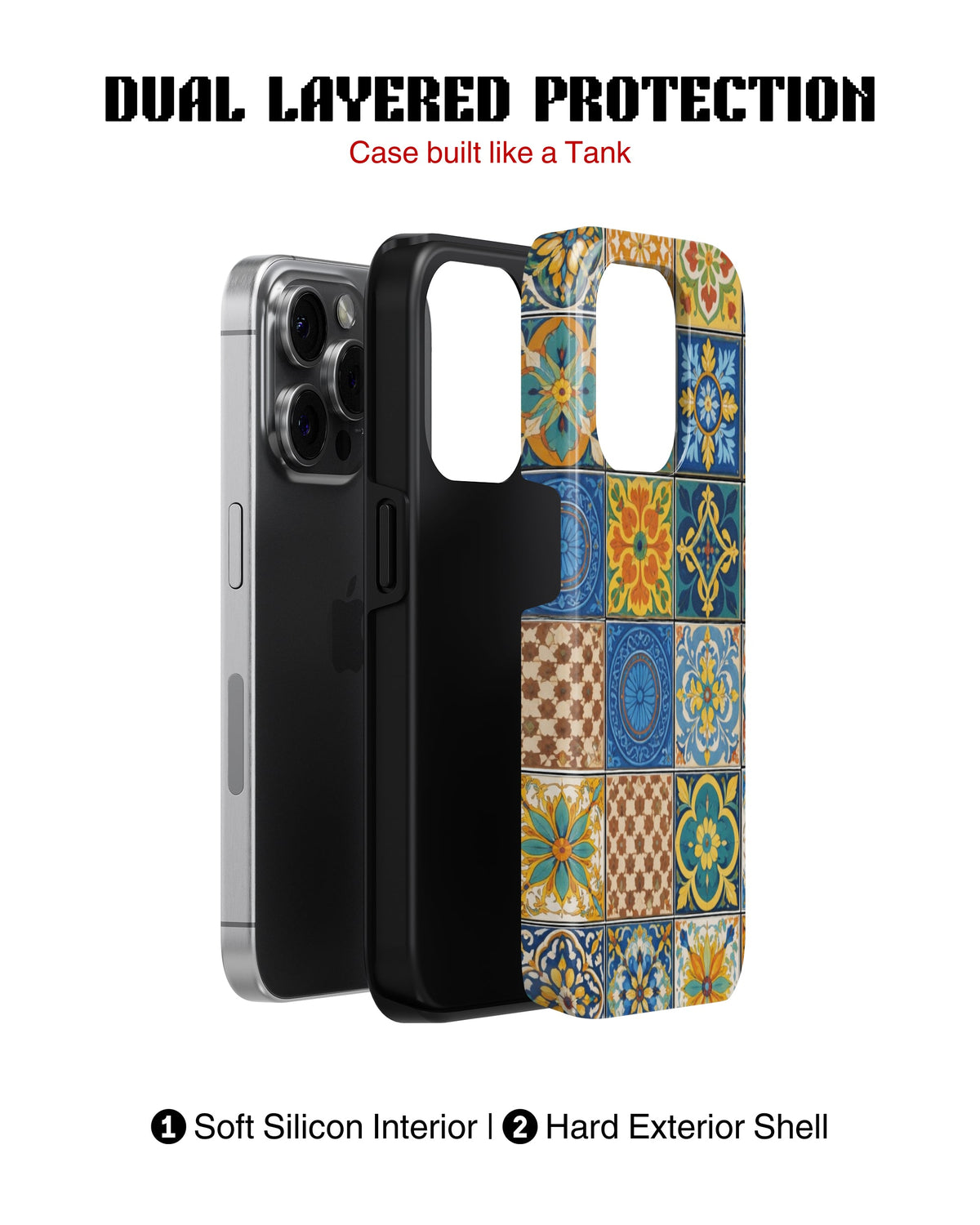 iPhone 16 Pro Max Tank Case | Girls Aesthetics (Moroccan Tiles)