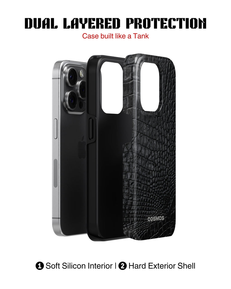 iPhone 15 Pro Tank Case | Textures (Obsidian Croc)