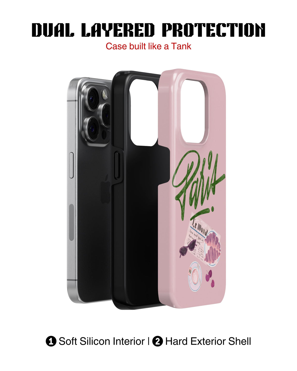 iPhone 16 Pro Tank Case | Girls Aesthetics (Paris Pink)