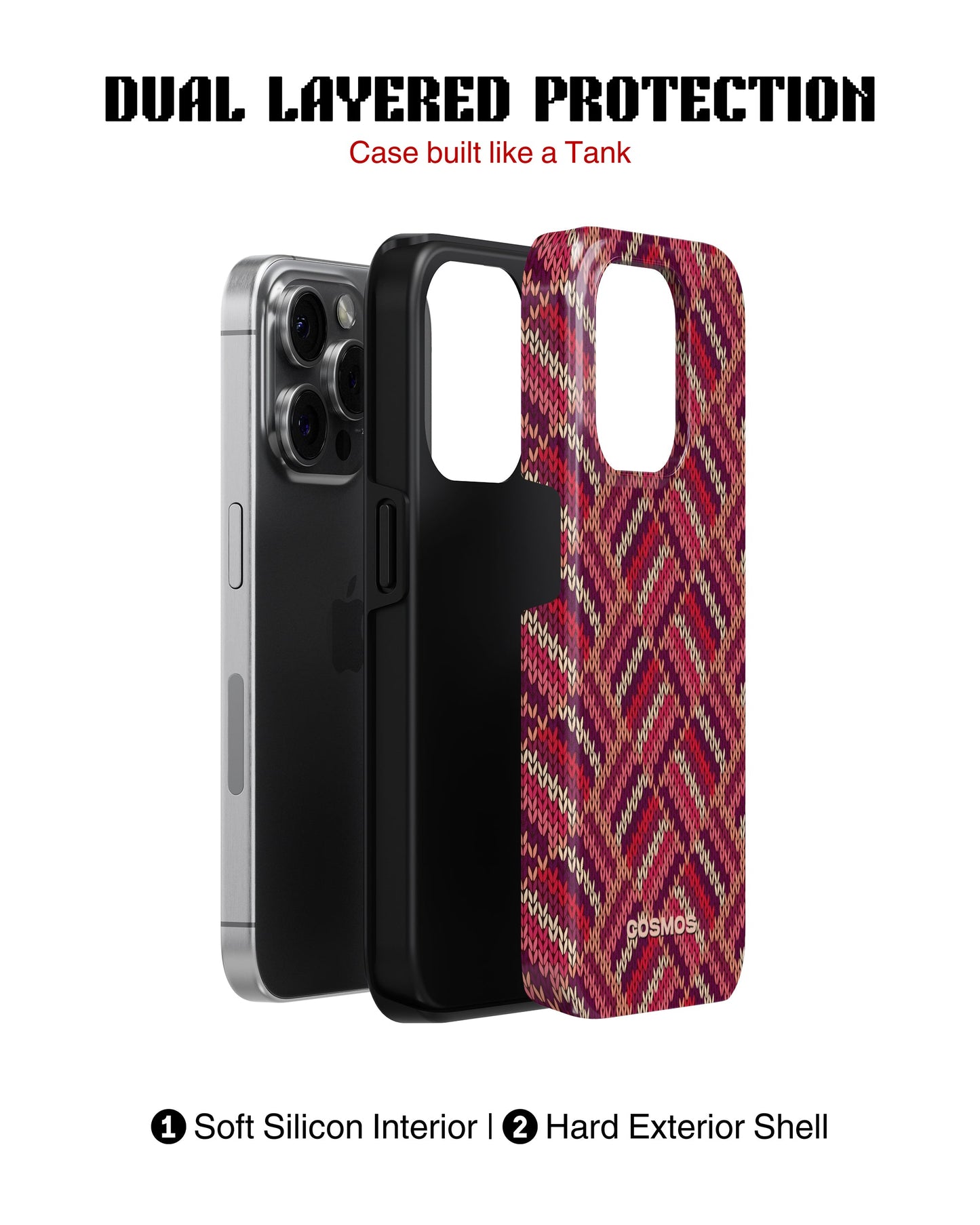 iPhone 13 Pro Max Tank Case | Textures (Ruby Weave)